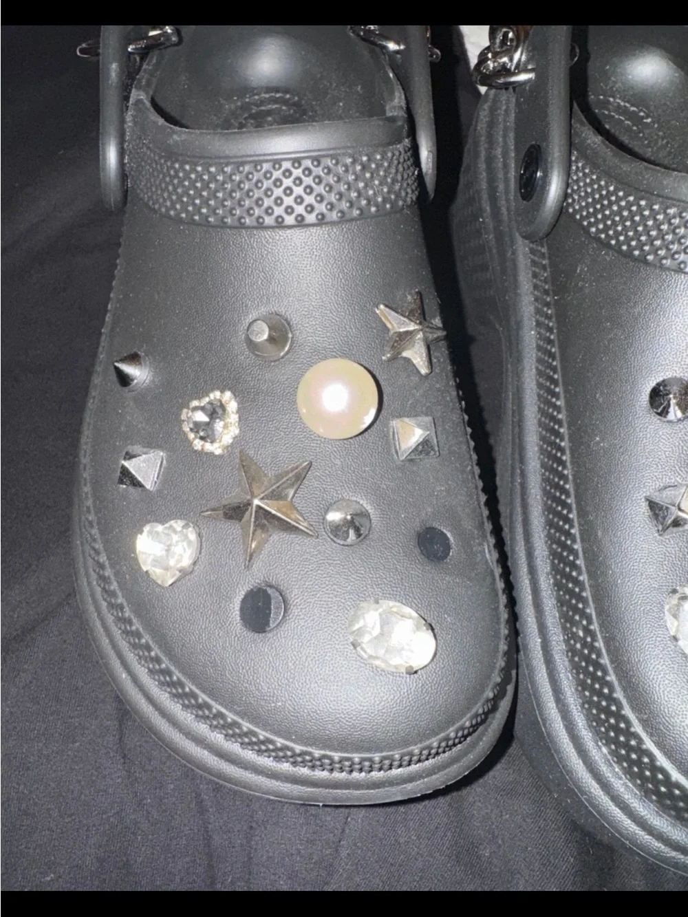 Custom Punk Goth Crocs Stomp Clog Black Platform - Size W8/M6